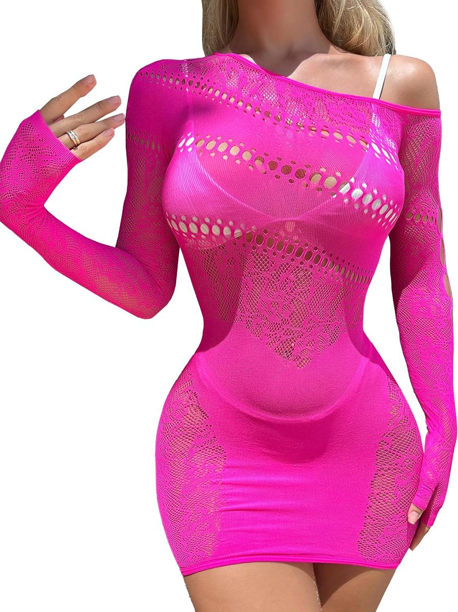 Vrouw Sexy Lingerie Jurk Fishnet Bodycon Mini Jurken Outfit Mesh Chemise Babydoll