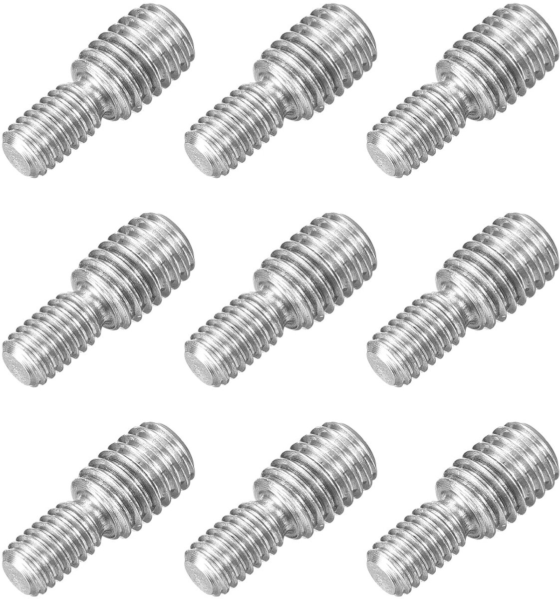 Dubbeleindige schroefdraadstang van M6 x 10 mm tot M8 x 10 mm, 9 stuks verloopstuk met schroefdraad van roestvrij staal 304 voor meubelmontage machines bevestigingselementen