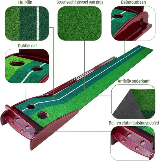 Golf Putting Mat - Golf Mat - Golfen - Golfmat Putten - Golf Training - Golf Hole - Golf Put - Automatische bal return - 300 cm van GOLF — afbeelding 3