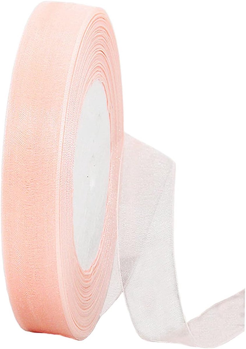 pastelroze organza chiffon 15 mm voor geschenkverpakking, 45 m helder chiffon haarlint, verjaardag & wrap, bruiloft decor