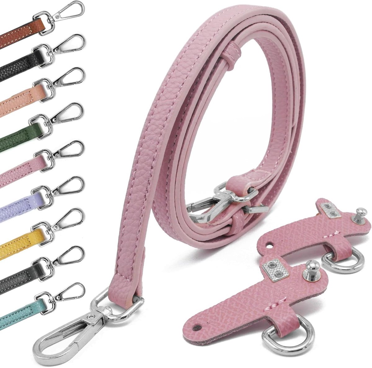 Schouderriem Voor Tassen Verstelbare Brede PU Leahter Schouderriem Tas Riem Handtas Tasriem Verstelbare Vervangende Draagriem Voor Dames Meisjes Meerkleurige pink silver 1.2cm