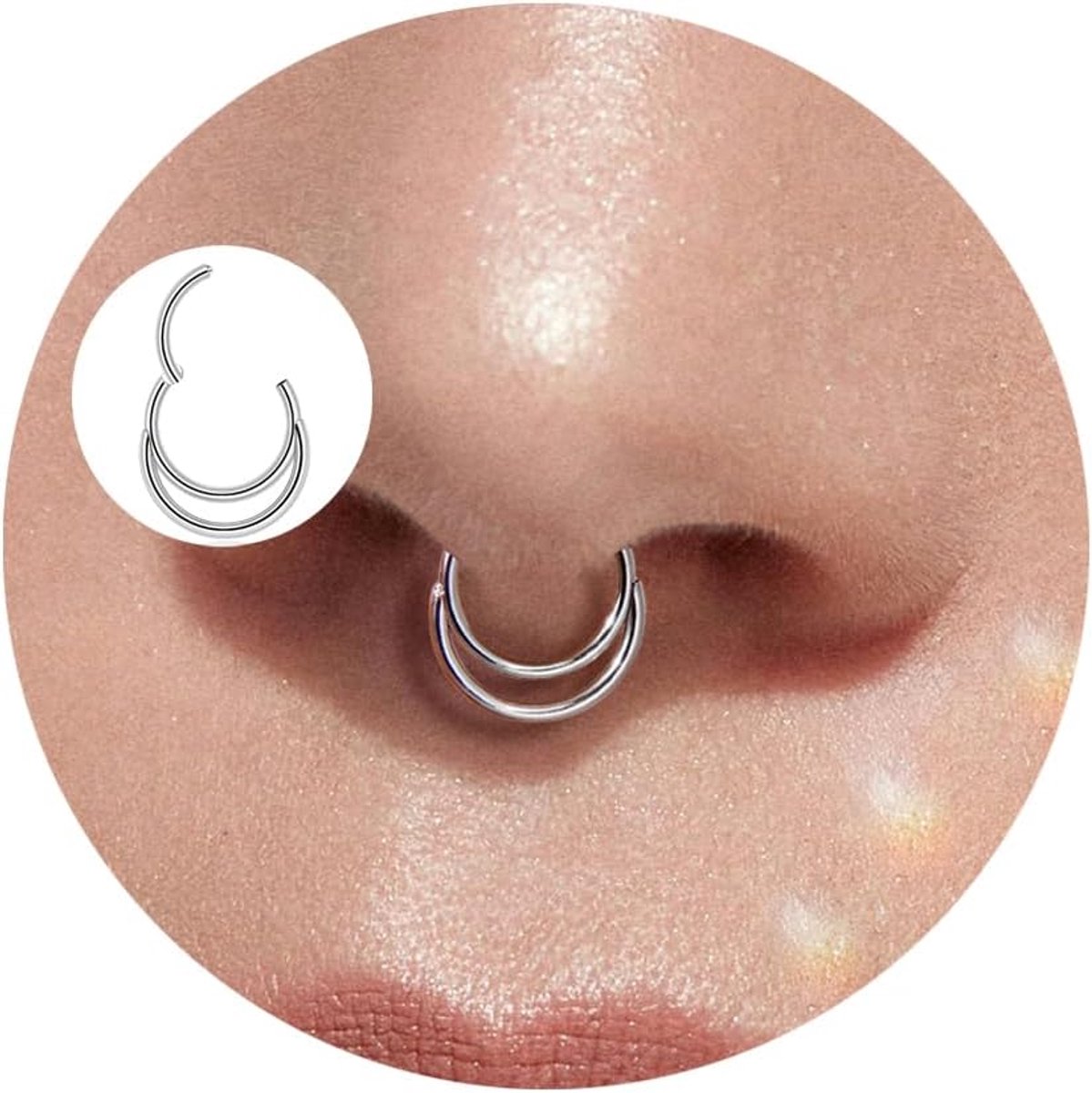 Neuspiercing ring 16 g septum piercing chirurgisch staal daith conch piercing goud zilver zwart roségoud neusring dubbele segmentring clicker spetum ring helix tragus piercing oor 8/10 mm