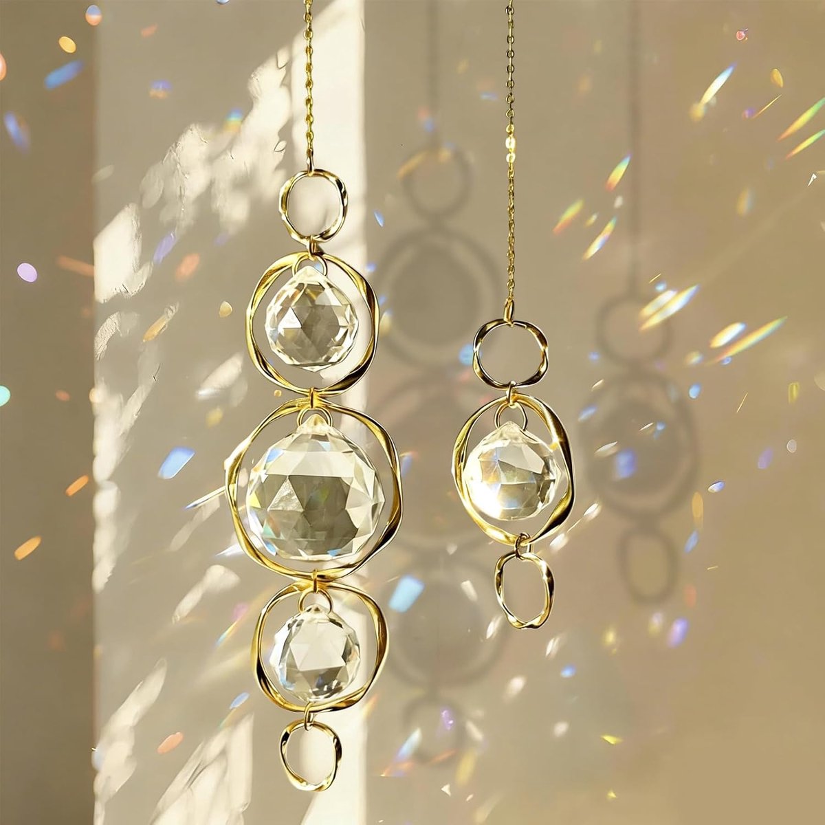 Zonnevanger, kristallen raamdecoratie, lichtvanger, 2 stuks, om op te hangen, raamdecoratie, zonnevanger, knutselen, tuin, wind, chimes, hangdecoratie, outdoor, lichtspel, raam, zonnevanger