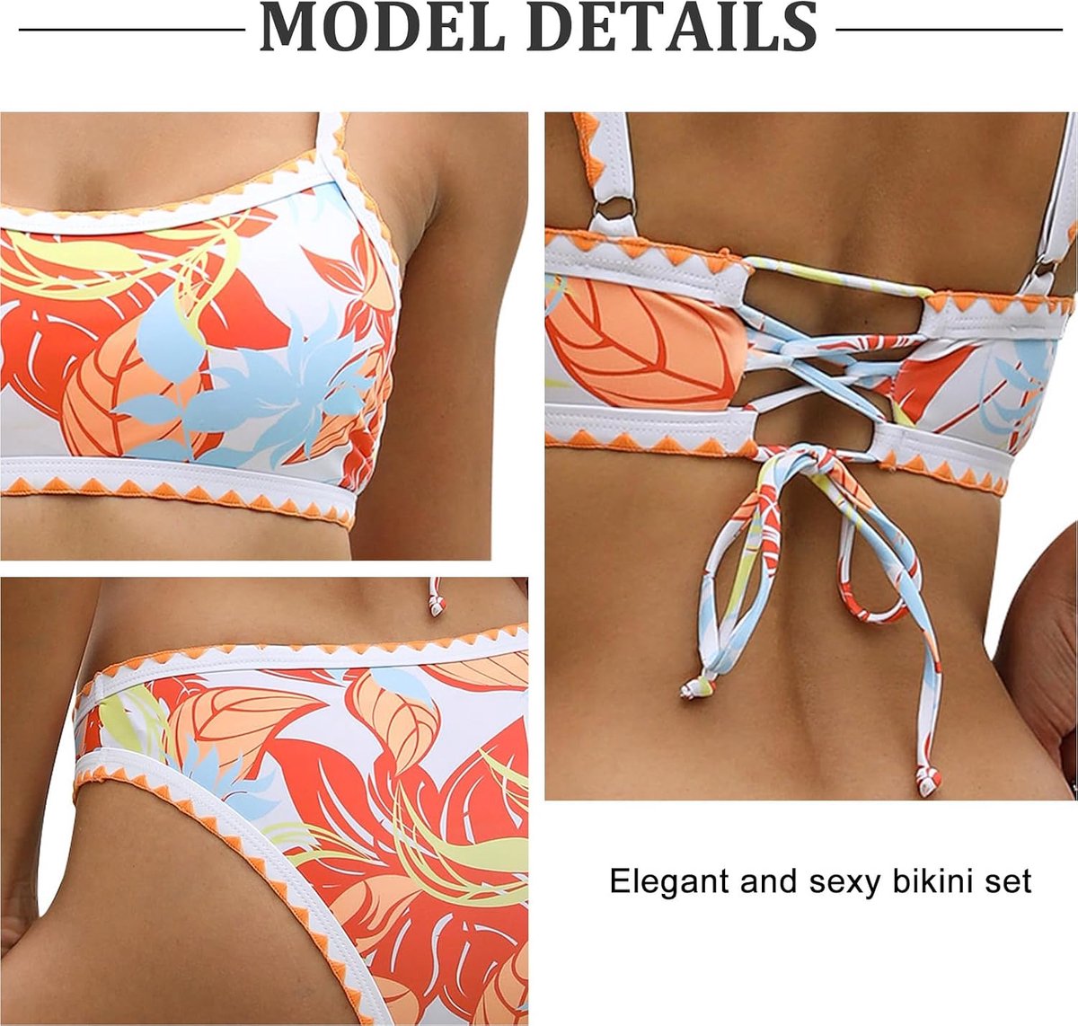 Badpak voor dames, tweedelig, gevlochten, bedrukt, bikiniset, hoge taille, tweedelig, gevoerde beha
