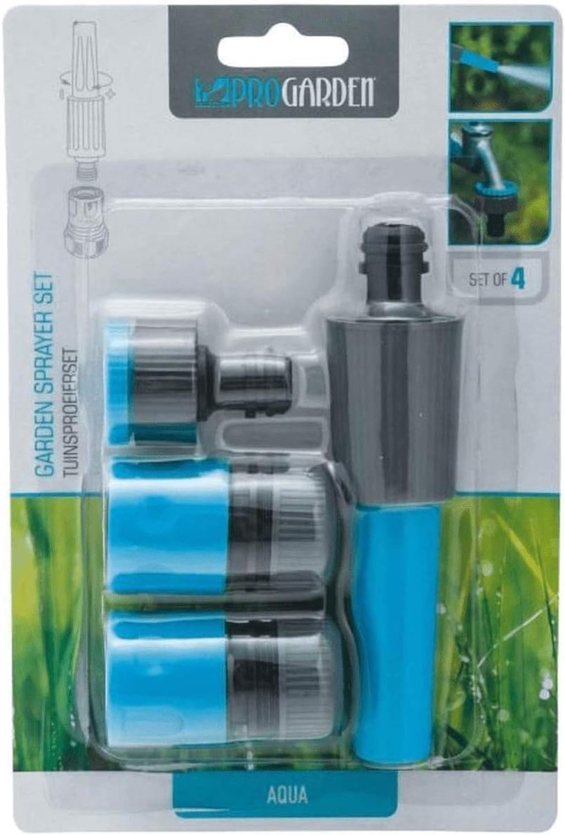 Tuinsproeier lance met 2 aansluitingen 15 mm - zwart/blauw - verstelbare straal - ideaal voor irrigatie - SnelShoppen