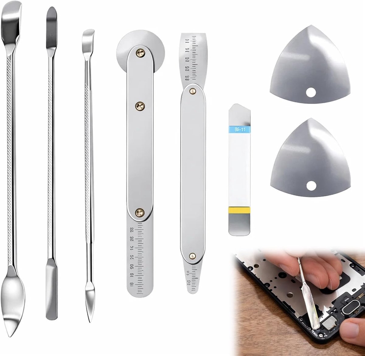 Tool Gereedschapsset voor mobiele telefoon, 8 stuks, duurzaam openingsgereedschap, ultradunne spudger, reparatiegereedschapsset voor mobiele telefoons, laptop, tablet