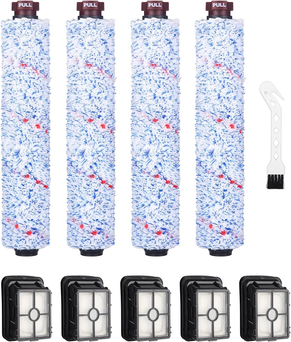 Accessoires voor Bissell Crosswave 3-in-1,4 borstelrol en 5 filters voor Bissell Crosswave 3-in-1, borstelrol voor harde vloeren en filter voor Crosswave, reserveonderdelen/vervangingssets voor