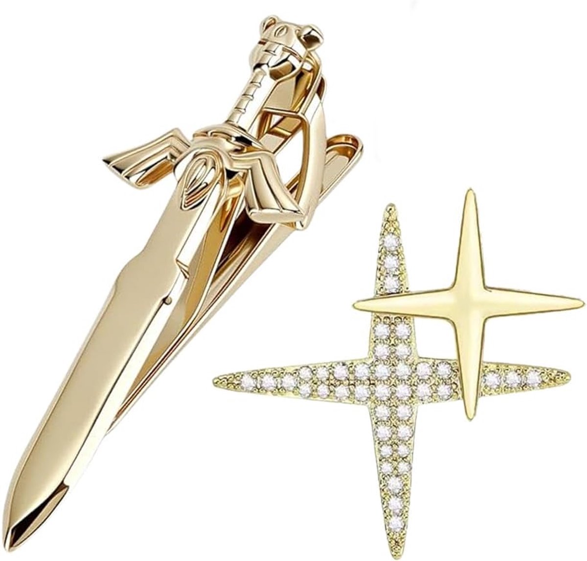 Kruis met strass-steentjes in zilver, modieus en luxueus accessoire voor heren, kantoor, winkel en speciale gelegenheden