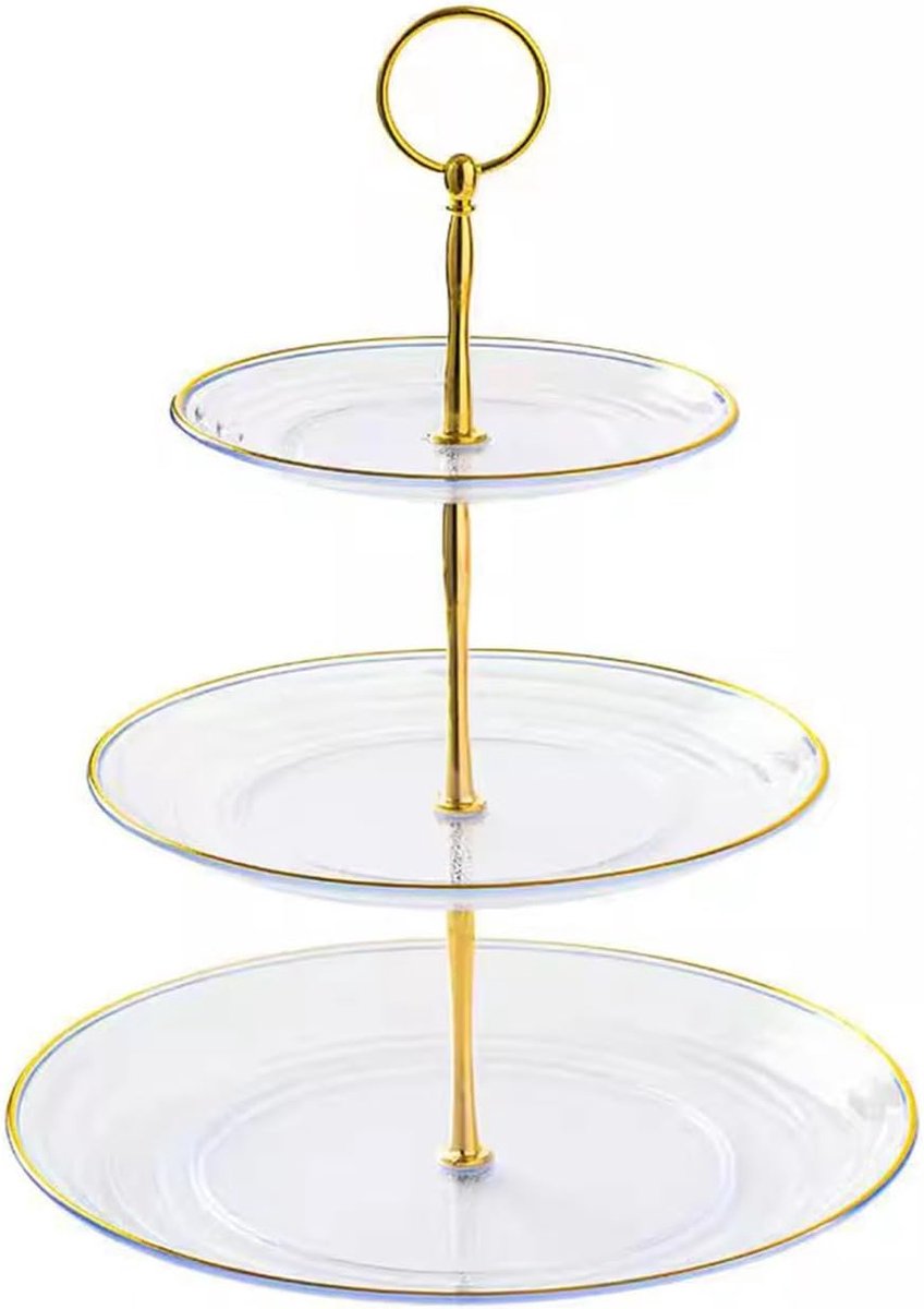 3 verdiepingen, dessertcupcake-standaard, kunststof standaard voor cupcakes, vruchten, chocolaatjes en meer (Transparant)