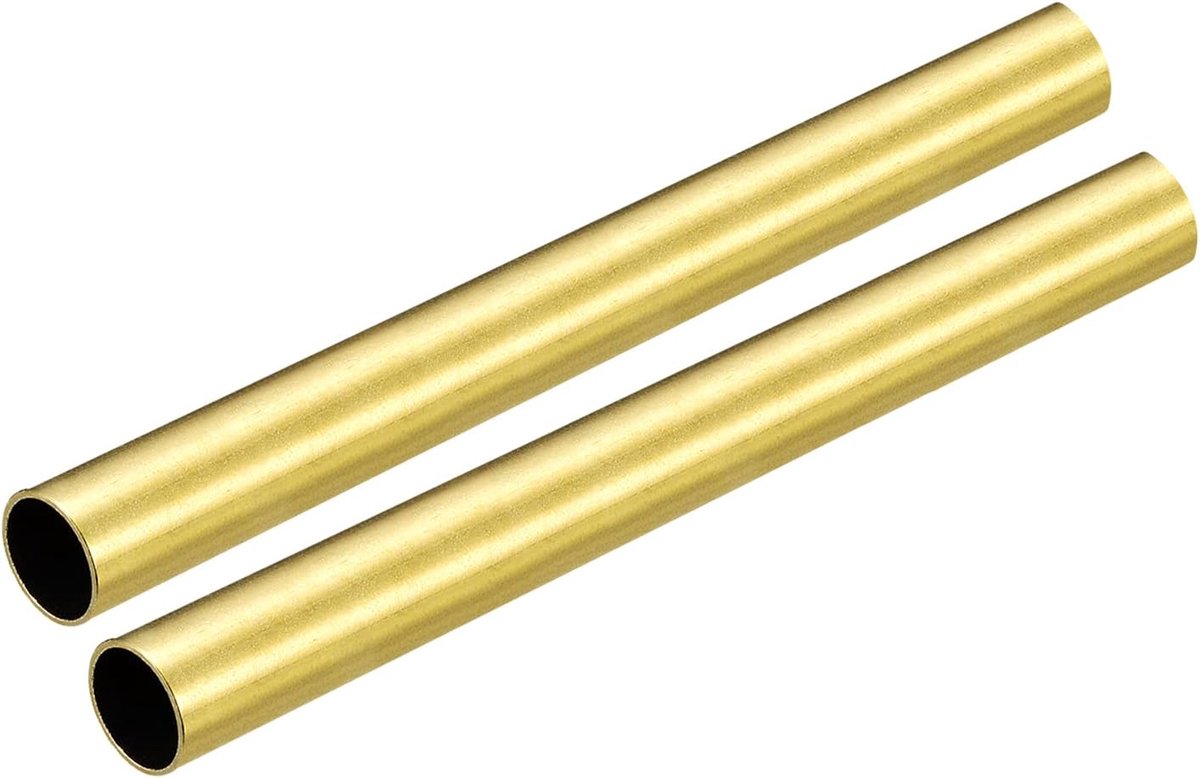 2 stuks messing buis, 100 mm lengte, 11 mm buitendiameter, naadloze rechte buis, 0,5 mm wanddikte, messing ronde buis voor industrie, bouw, tuin, huishouden, knutselwerk, decoratie