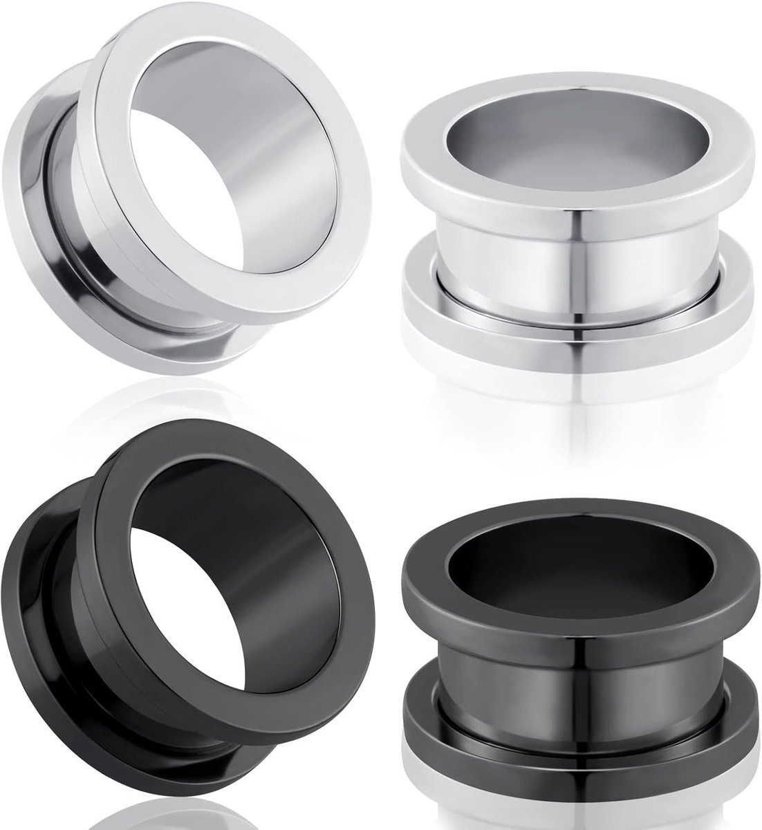 Tunnelset, flesh oorgauges, double flared stretching, schroef, klassieke oorexpanders, voor dames en heren, 3 tot 25 mm