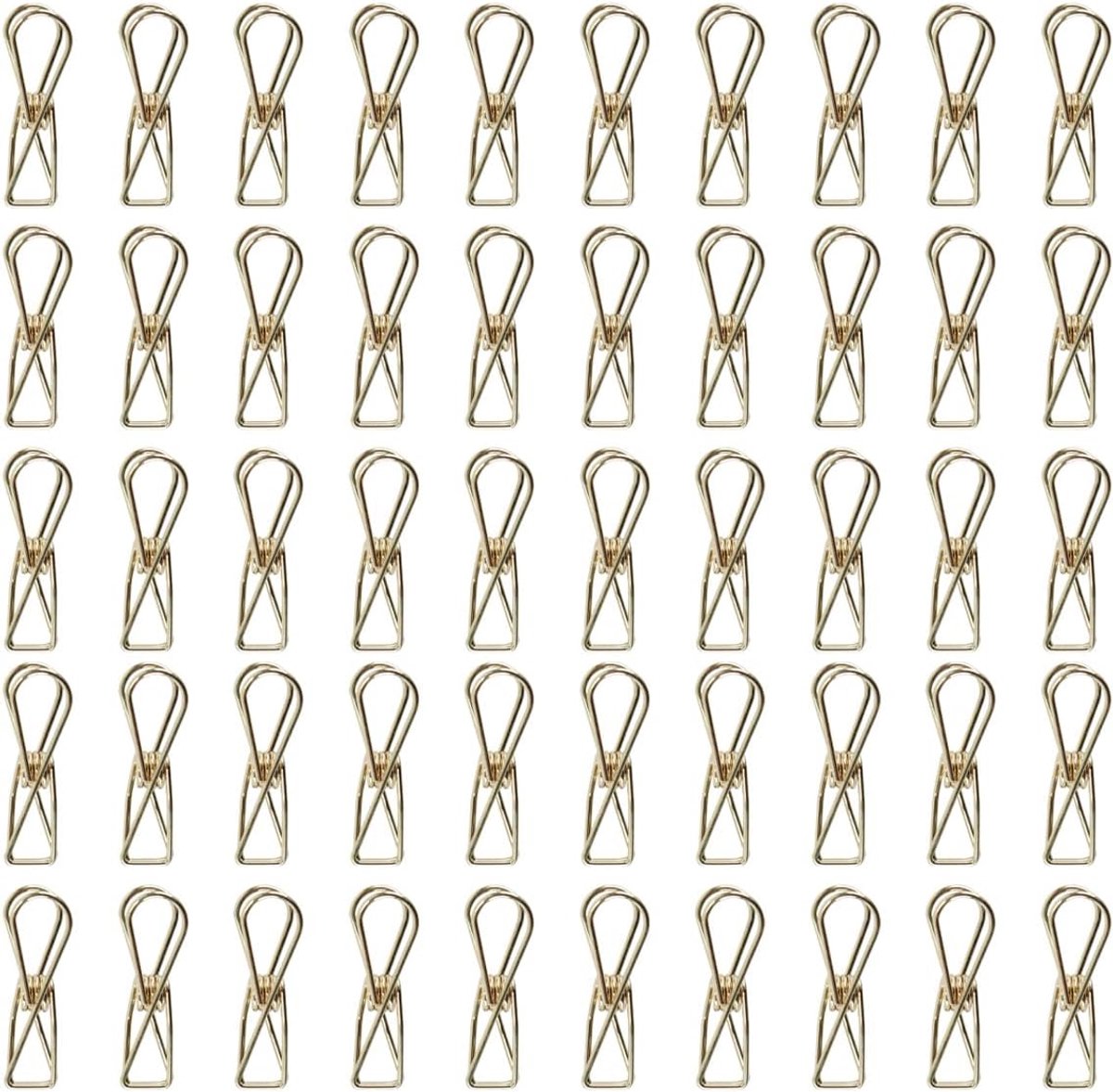 50 stuks metalen draadklemmen, multifunctionele stalen draadklemmen, minispelden voor kleding, rekeningen, papier, kantoorbenodigdheden, keuken, kamperen (32 mm, goud)