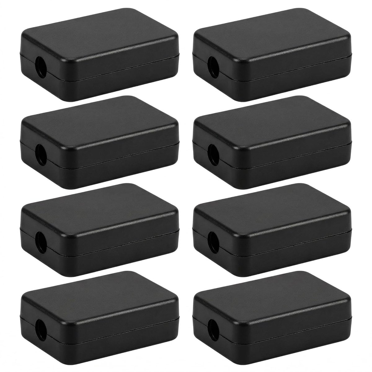 waterdichte aansluitdoos, ABS-kunststof, aansluitdozen 55 x 35 x 15 mm, elektrische aansluitdoos voor werkplaats, huis, mini-elektrische behuizing, zwart, 8 stuks
