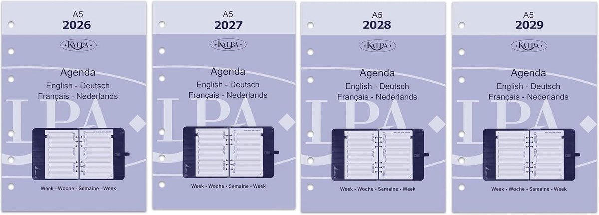 A5 6-ring agenda navulling 2026-2029 - compact formaat - meertalig - perfect voor je planning - SnelShoppen