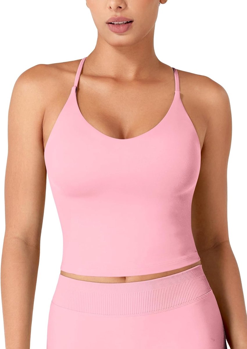 Diepe V-hals tanktop dames crossback workout sport top met verstelbare spaghettibandjes gevoerde rugvrije gym yoga zomer crop tops mouwloos zomer bovenstuk