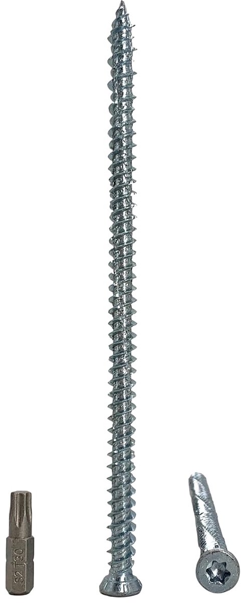 10 stuks verzinkt staal 7,5 x 152 mm betonframe schroeven, houten schroeven, torx kop, metselwerk schroef, platte kop (10, 7,5 x 152 mm)
