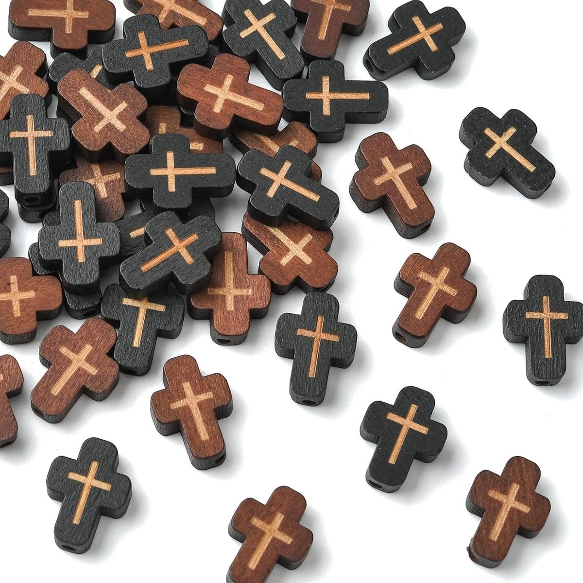 40 stuks 2 stijlen natuurlijke houten kruiskralen Pasen kruisbeeld kralen voor ketting armband sleutelhanger sieraden maken doe-het-zelf ambachten