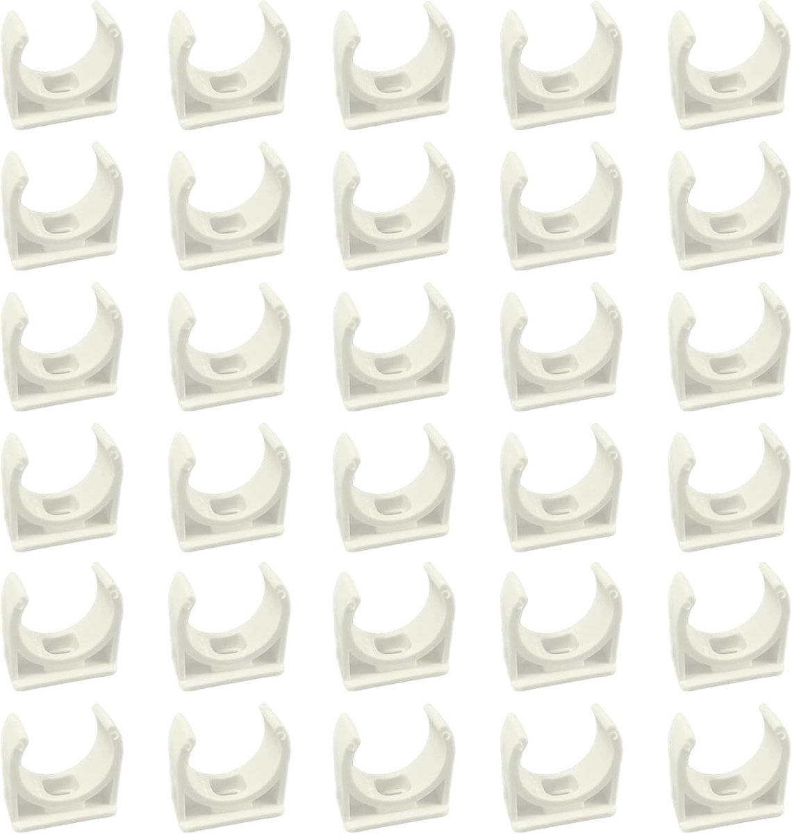 30 stuks buishouder,voor Kunststof buizen,Kunststof buizen,Wit | PVC,Binnendiameter 32mm,Roestbestendig,Duurzaam,Zonder schroeven,Flexibel te monteren,voor het bevestigen van leidingen