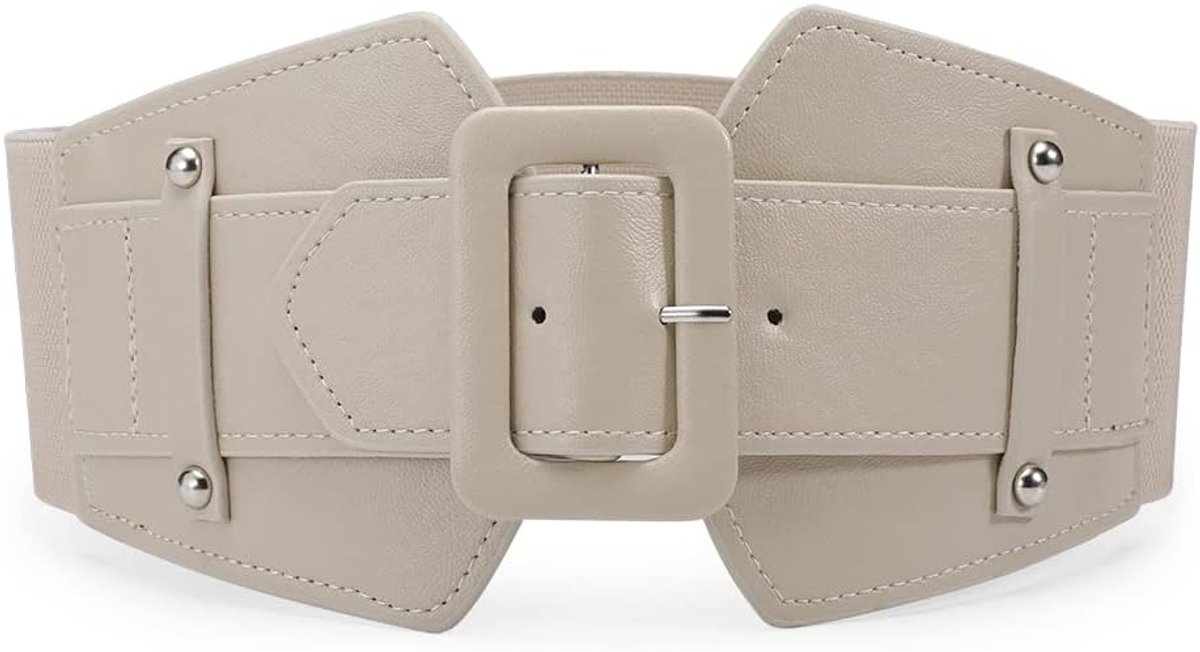 elastische riem voor dames, taille 65 cm-160 cm Vintage korsetriem Retro dikke gespriem Brede tailleriem Tailleband voor jurken Jassen 7,5 cm breed (Abrikoos, 85CM-100CM)