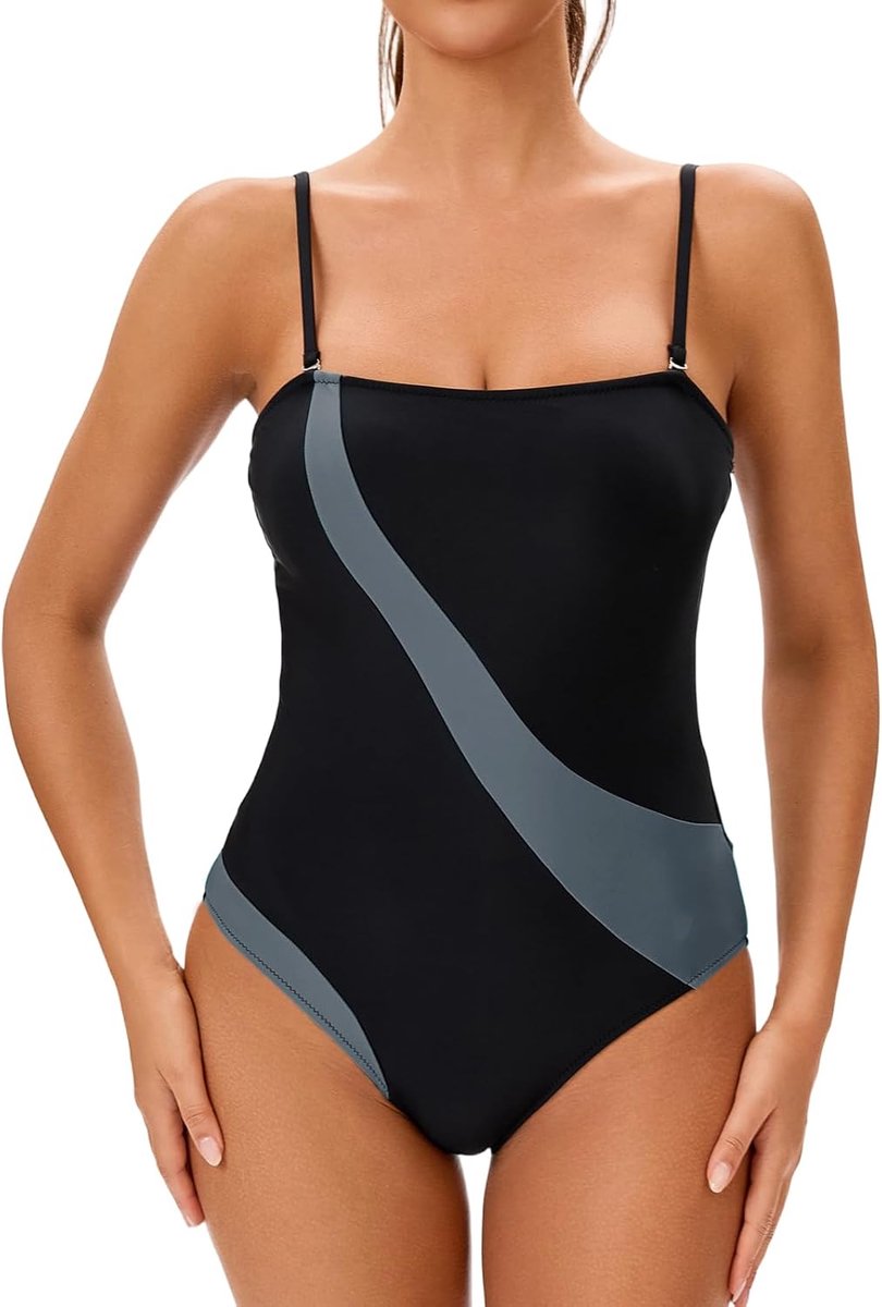 Meioro Badpak uit één stuk voor dames, zwemkostuum, buikverstevigende badpakken, sport Scoopback badpak met verwijderbare schuimcups, atletisch gewatteerde badmode, badpakken strandkleding