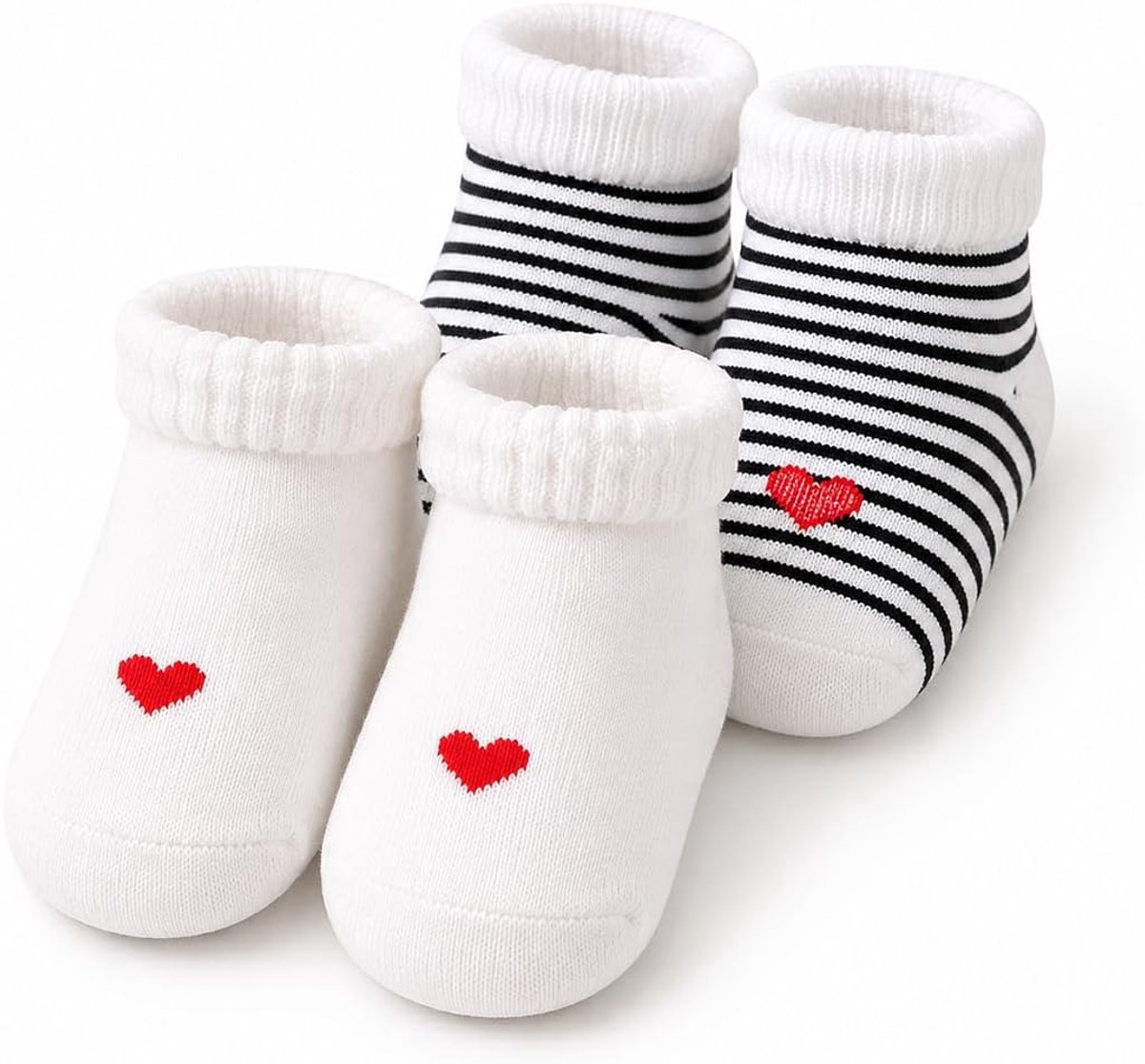 0-3 maanden, 2 paar, cadeau voor geboorte, jongens/meisjes met J'aime Maman & Papa, zachte katoenen sokken voor pasgeborenen, babyshower en genderonthulling