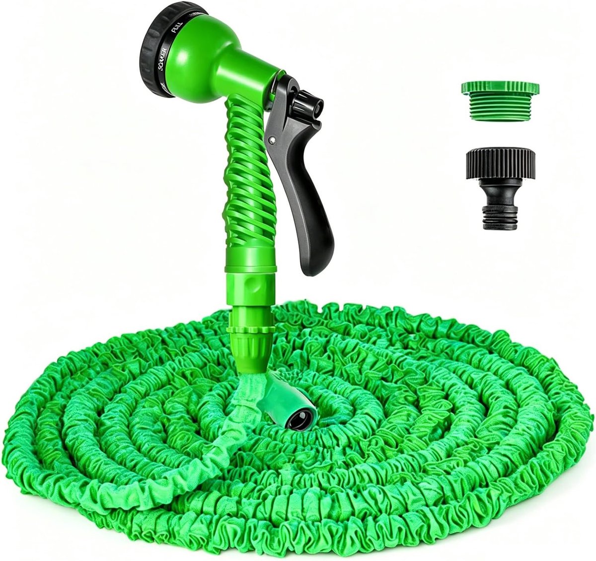 Uitbreidbare tuinslangpijp 22,5 m, flexibele uitbreidende magische waterslang met sproeikop met 8 patronen, lekvrije intrekbare zwaar belastbare slangen voor tuin (125 ft, groen)