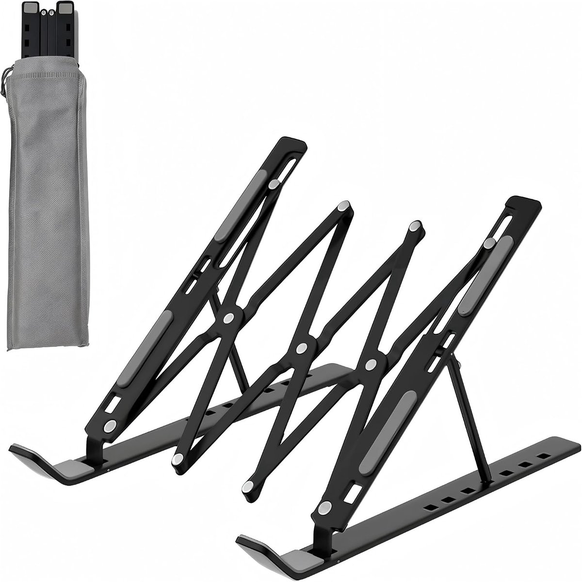 Laptopstandaard | Aluminium laptopverhoger voor bureau | Compatibel met MacBook Air/Pro, Dell, HP, Lenovo en alle laptops | Ergonomisch ontwerp | Draagbaar en stevig (zwart)
