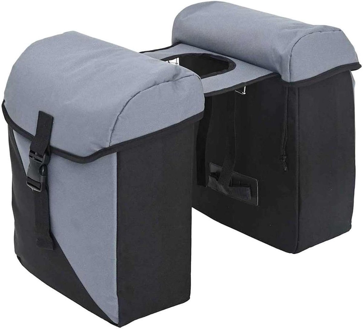 Fietstas Dubbel - Bagagedrager tas - Fietsen Boodschappen - Waterdicht Polyester - 35 liter - Zwart Grijs
