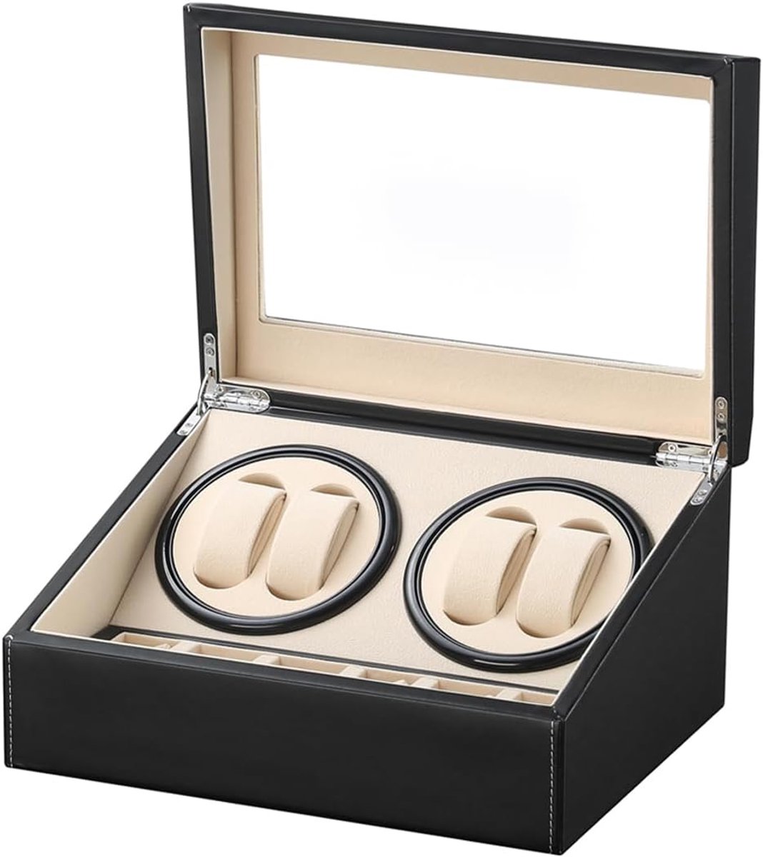 Automatic Uhrenbeweger Box PU Leather Uhrengehäuse mit leisem Motor Batteriebetrieb oder Netzteil für Automatikuhren - ShopVlot