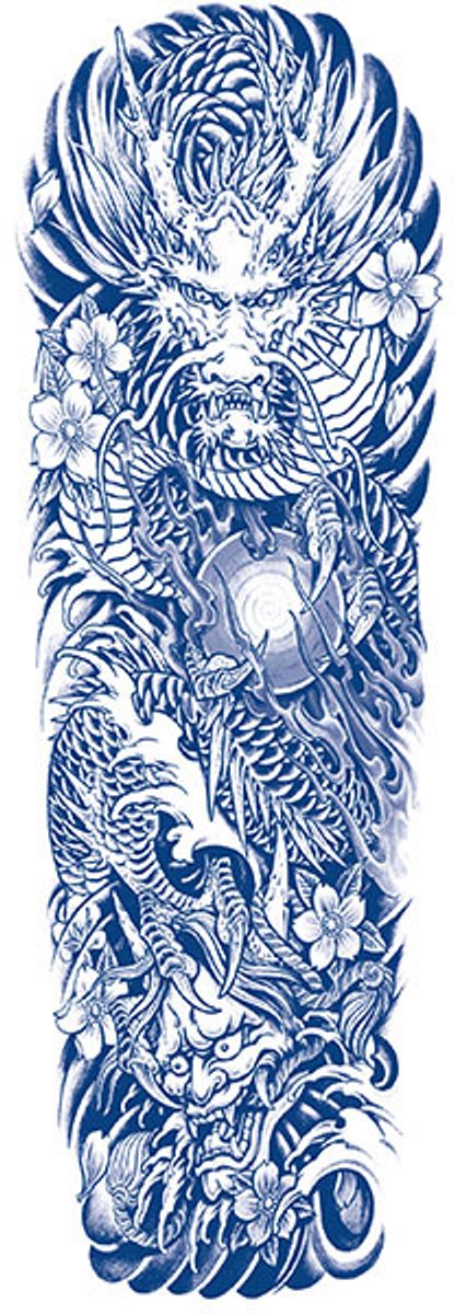 Tijdelijke sleeve tattoo draak 2 weken