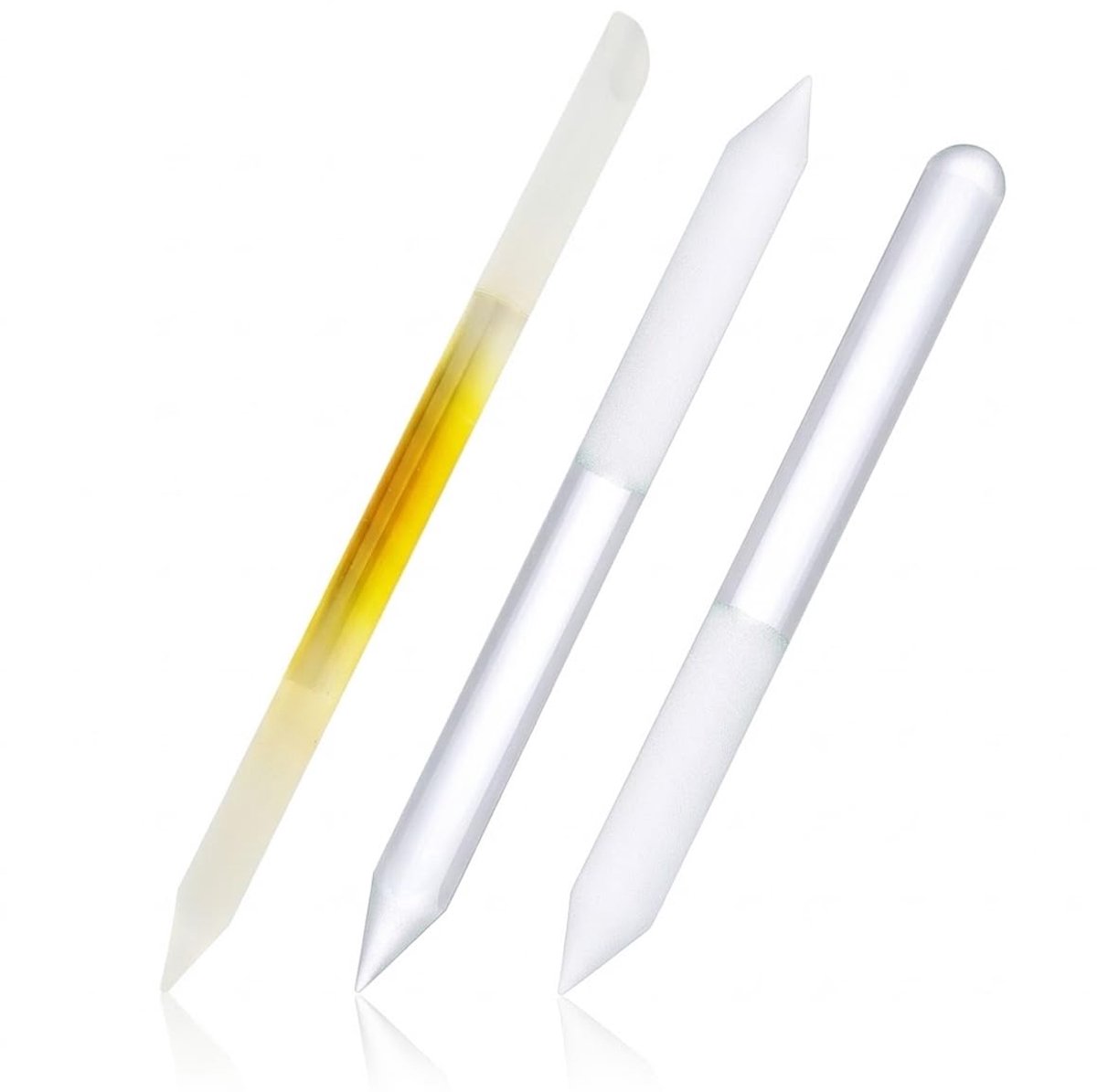 Set van 3 professionele nagelriemduwers van glas, manicuresticks met dubbele punt, nagelriemvijl voor eelt en droge huid, premium gereedschappen voor de verzorging van nagels, handen en voeten