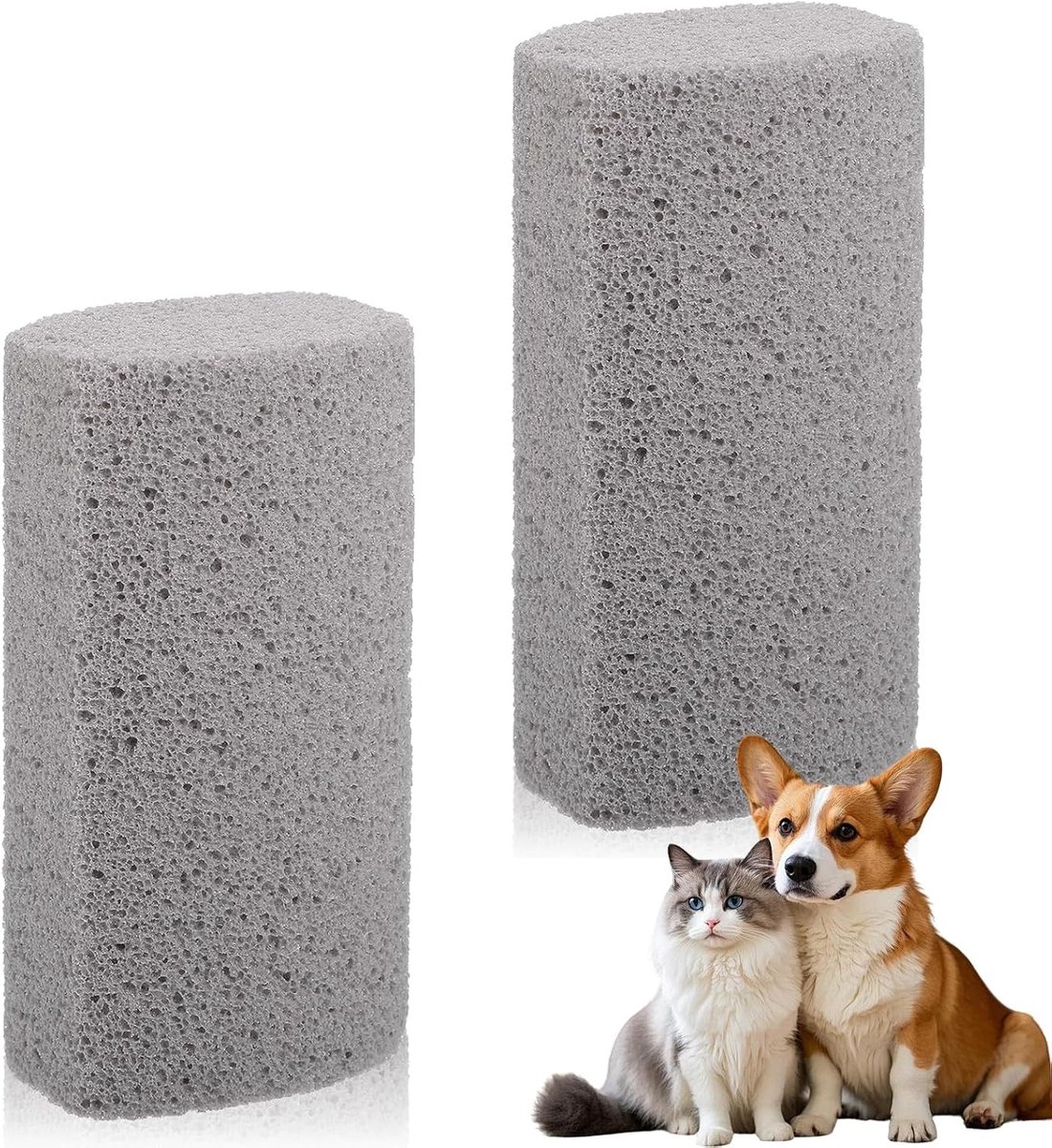 Set van 2 puimstenen voor huisdieren, effectieve vachtverwijderaar voor meubels, auto en kleding, ideaal voor honden en katten, perfect voor voetverzorging en eeltverwijdering