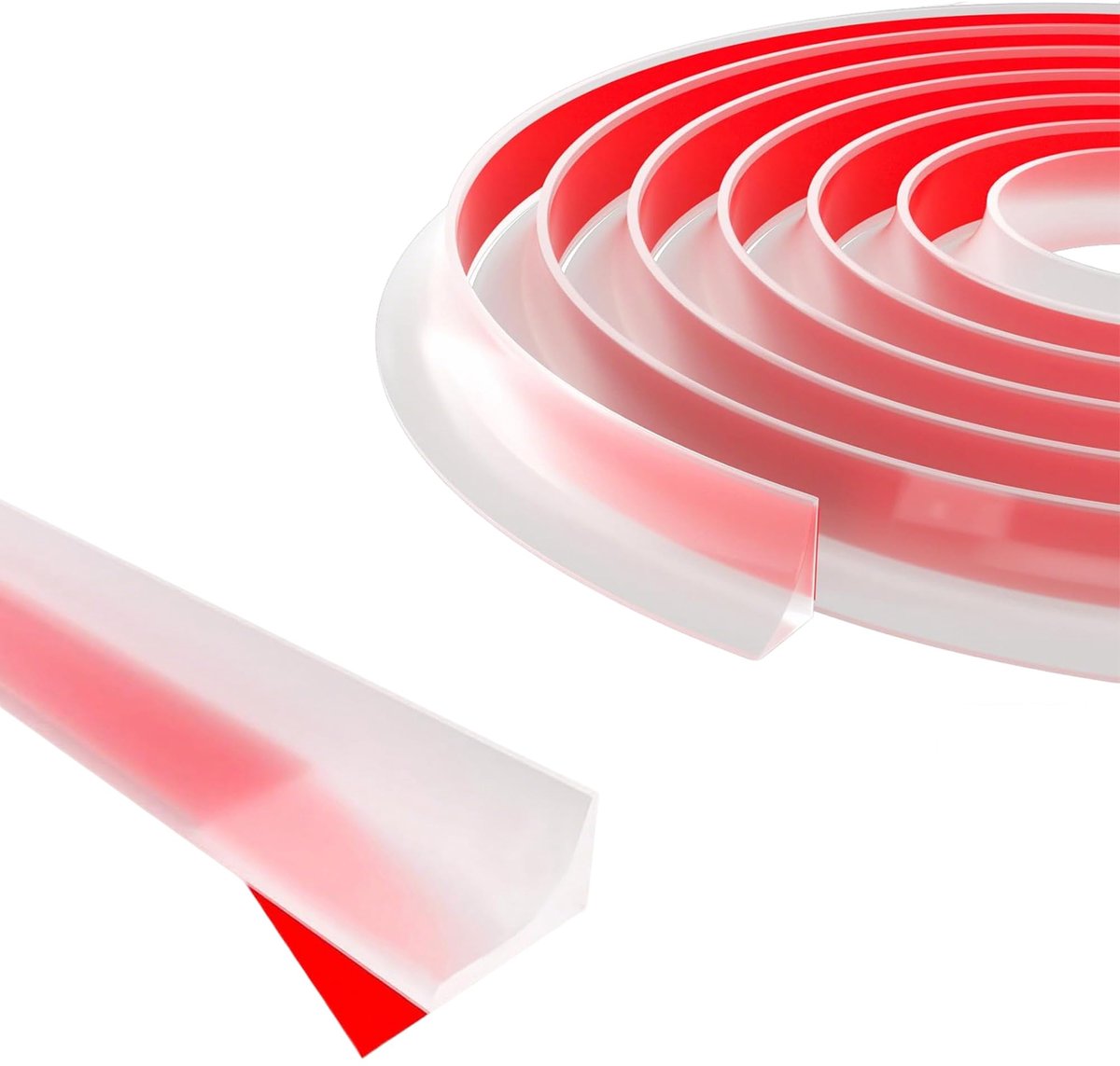2 m doucheafdichtingsstrip, siliconen waterstopper, douchestrip, douchestrip, zelfklevend, transparant, douchedrempel voor keuken, badkamer, wastafel (transparant)