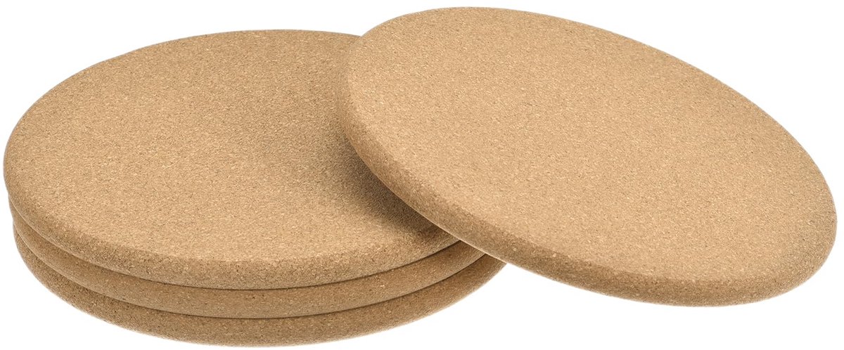 160 mm (6,3") ronde onderzetters 10 mm dik kurk beker mat ronde rand 4 stuks