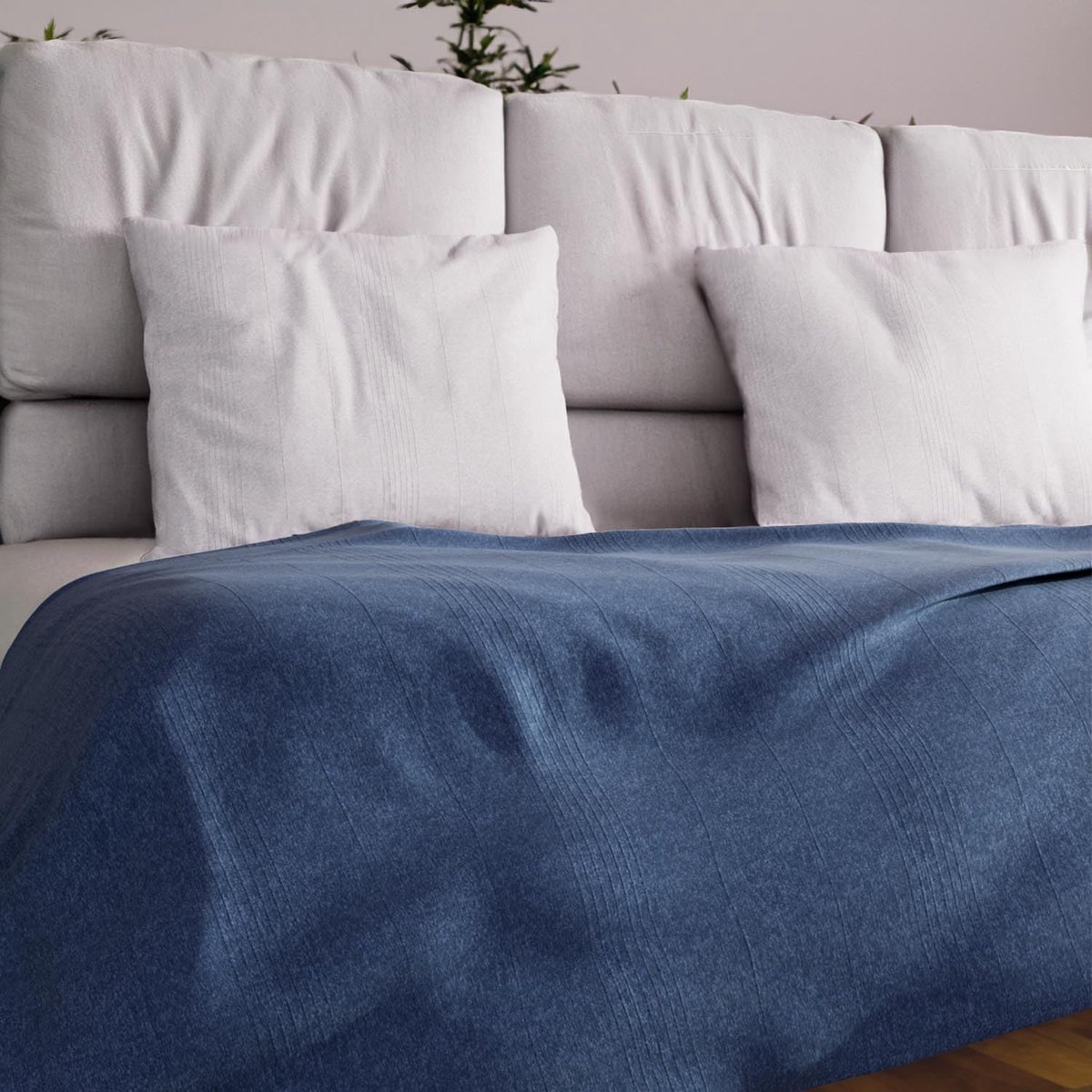 d'Ocre Adele, Dekking verlicht, gegooid van bank, Polycoton, Blauw, 180 x 220 cm