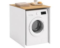 Wasmachinekast - wit/naturel - 68x88x60 cm - met opbergruimte