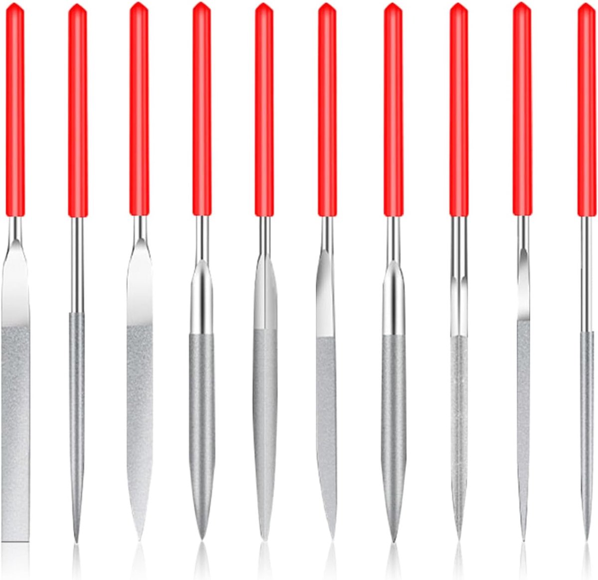 10 stuks naaldvijlen set, Mini Diamond Files Set, Mini vijlenset, mini diamant naaldvijlen, diamantvijl, sleutelvijlen, metaalvijl voor het vijlen van hout, sieraden, metaal, kunststof, modelbouw