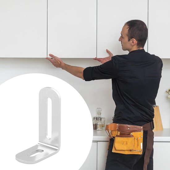 Verstelbare L-vormige metalen hoekverbinders 30 x 50 x 19 mm, 20 stuks, voor houten meubels, 90 graden hoekverbinding, roestvrij staal, duurzame hoeksteunen — afbeelding 5