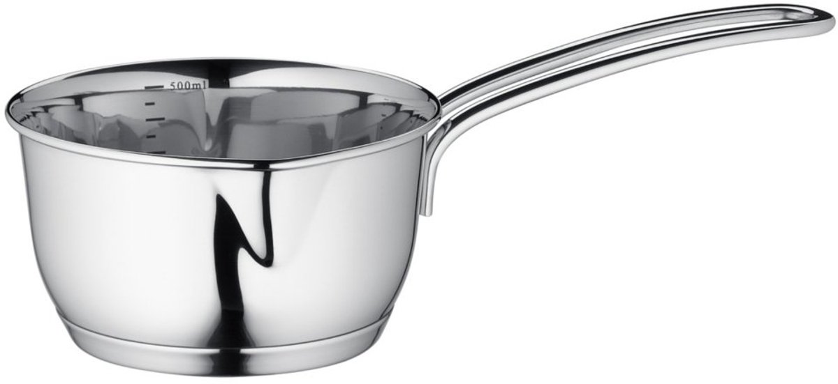 12 cm 500 ml Mini Boterpan met Sandwich Steel RVS | steelpan, voor alle warmtebronnen inclusief inductie, 9 cm bodemdiameter, praktische binnenschaal, 500 ml inhoud