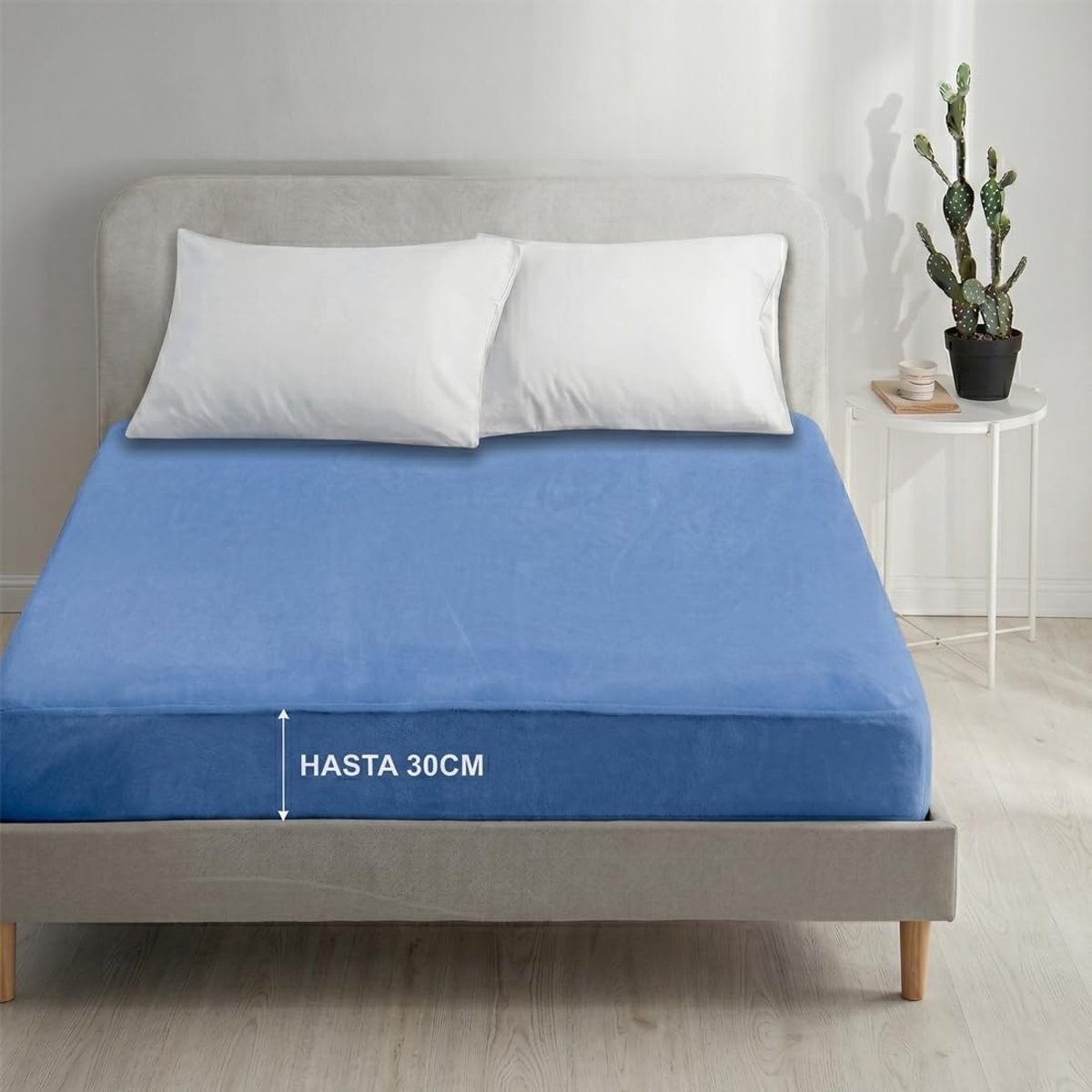 Kussensloop, matrashoes, geborstelde microvezel, bedlaken voor bedden (90 cm, 105 cm, 135 cm, 150 cm en 180 cm), beddengoedset (blauw, bed 150 x 200 cm, hoeslaken)