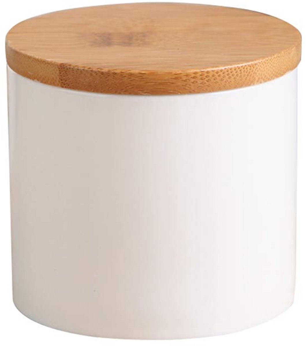 SnelShoppen - Ceramische Opbergdozen met Bamboe Deksel - 200ml Opslagbox voor Koffie, Thee, Suiker, Noten, Specerijen, Granen - Eco-vriendelijk en Pra