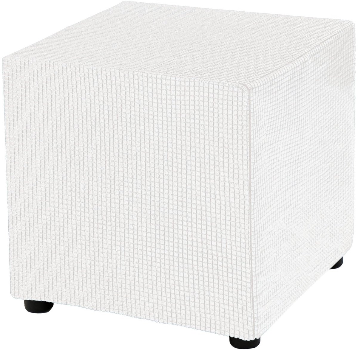 Vierkante zitzakhoes, 45,7 x 45,7 x 45,7 cm, van polyester, elastisch, wasbaar, elastische beschermhoes, voetensteun voor woonkamer, slaapkamer, beige