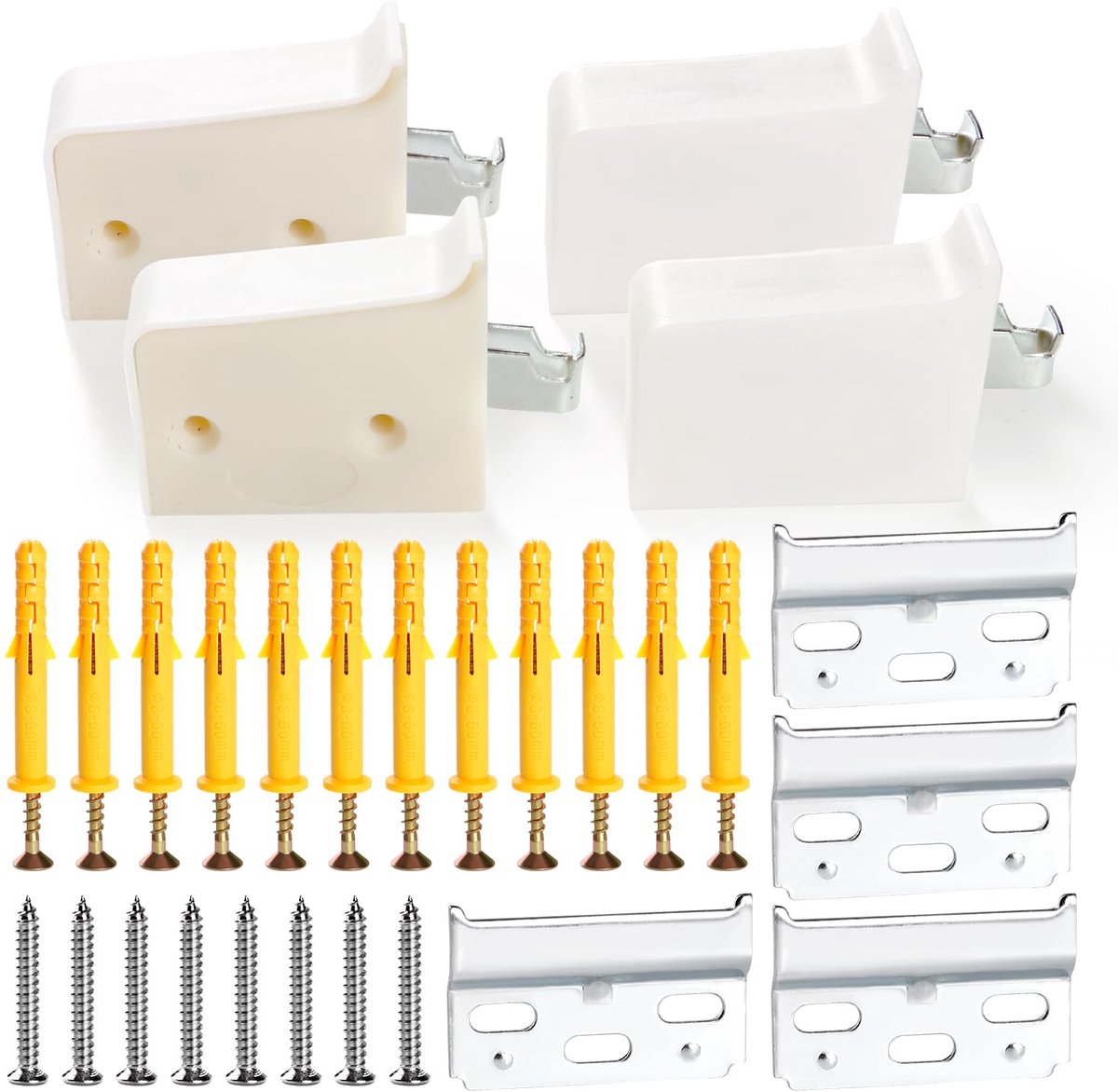 4 Stuks Kastophangbeugels, Keukenkast Universele Muurophangbeugel, Keukenkast Universele Ophangbeugel, Draagvermogen: 50 kg, Wit