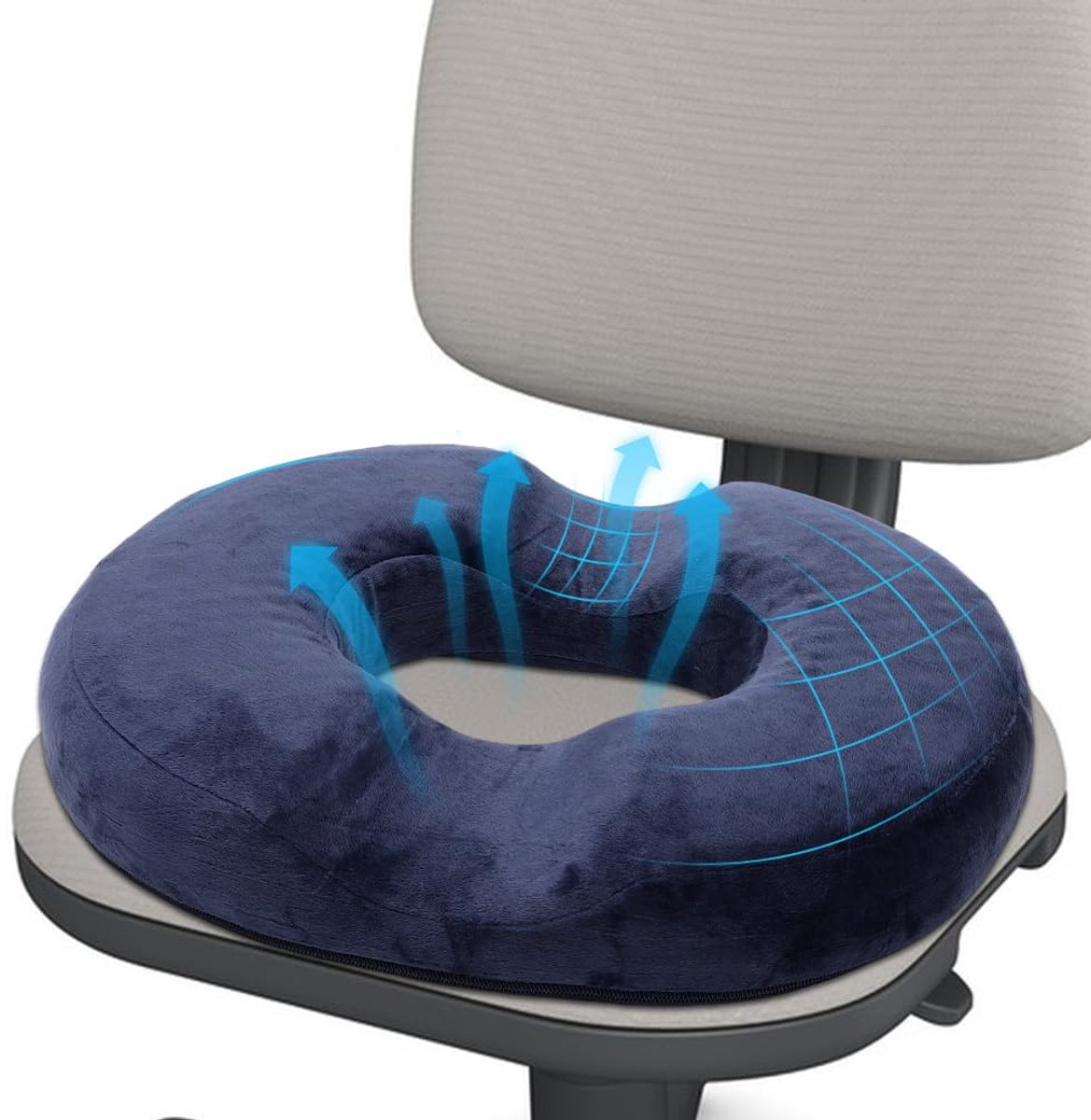 Zitkussen Orthopedisch, Ergonomisch Memory Foam Kantoorstoelkussen, Comfortabel Zitkussen Stuitbeenkussen Ontlasting Zitring Aambeien Memory-Zitkussen voor Kantoorstoel, Auto, Rolstoel, Gaming-Stoel