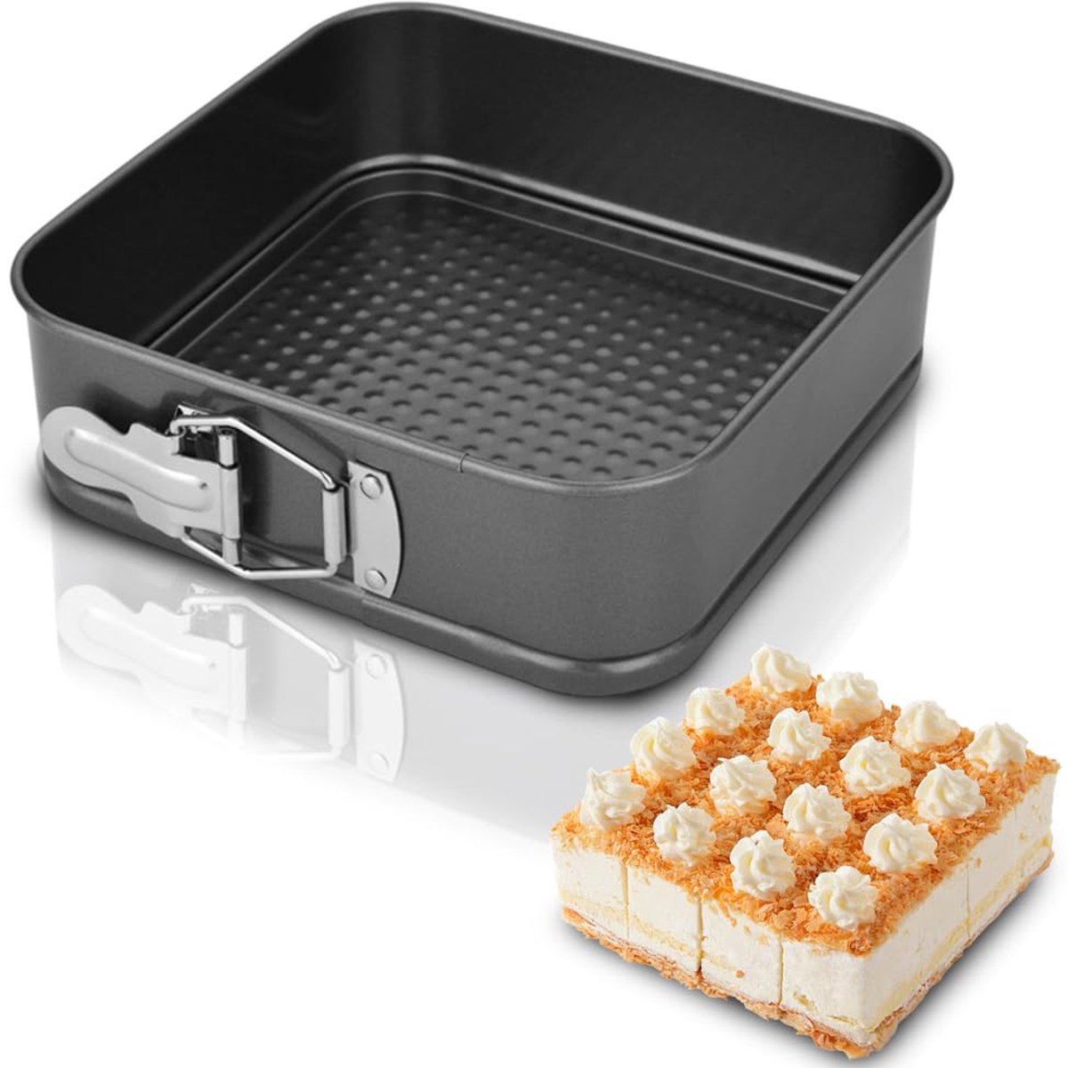 Bakvorm met non-stick-coating, cakevorm met platte bodem, kleine cakevormen met platte bodem voor koekjes, koolstofstaal, zwart