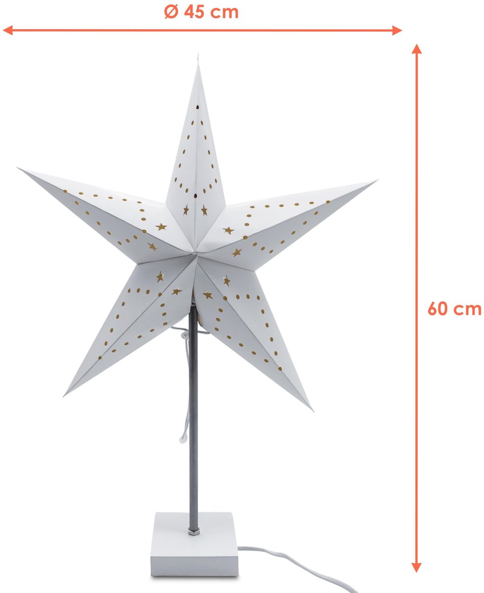 Dailygoods - Papieren Sterlicht op Voet - Verlichte Tafellamp - Decoratieve Kerstster - 60 x 45 cm - Kerstdecoratie - Voor Binnengebruik - Creatief De...