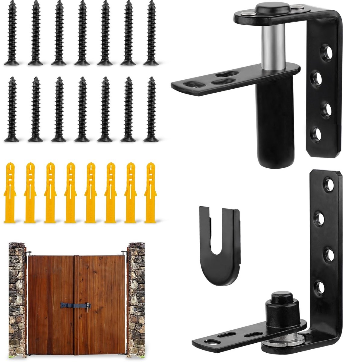 Dailygoods- Saloondeurscharnier Roestvrij Staal - Dubbel Zwaaiend - 180 Graden Rotatie - Meervoudig Gebruik - Hardware-Accessoires - Inclusief Schroeven en Pluggen - Deurscharnier