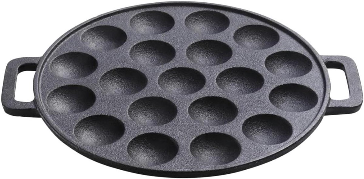 Gietijzeren Pan - Koekenpan - Poffertjes Bakken - Natuurlijke Anti-aanbaklaag - 24 cm - Zwart