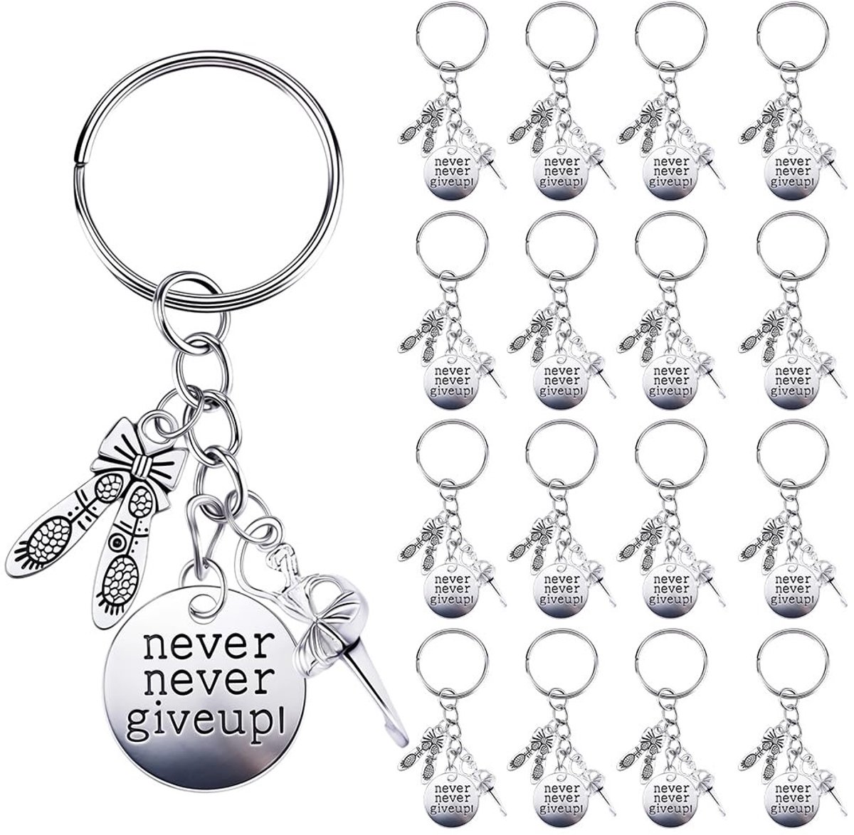 Dailygoods- Sleutelhanger Antiek Zilver - 20 Stuks - Ballet Sleutelhanger - Inspiratie Woord - Feestgunst - Huwelijksgunst - Decoratie - Bedel