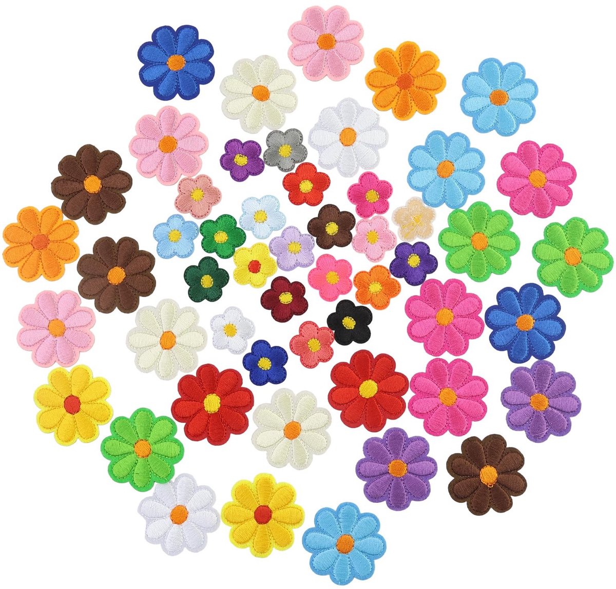 Dailygoods- Bloemenpatches 30 Stuks - Madeliefjesapplicatie - Strijkapplicaties - Kledingaccessoires - Rugzakken - Hoogwaardig Polyester